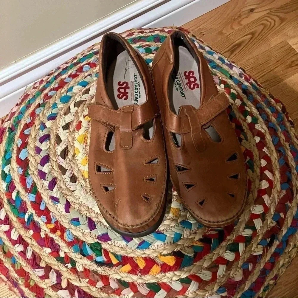 SAS brown cognac tan  leather shoes